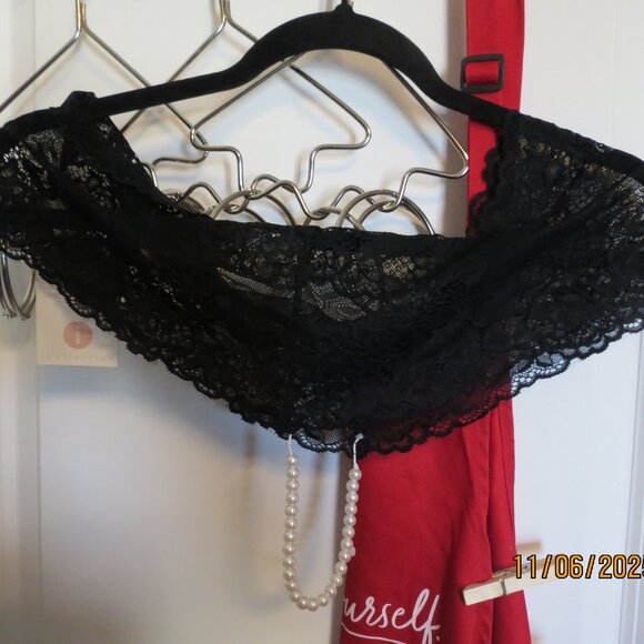 New with Tags Icollection 3X/4X Mercy Cheeky Lace and Pearl Boy Short Thong - Picture 1 of 6